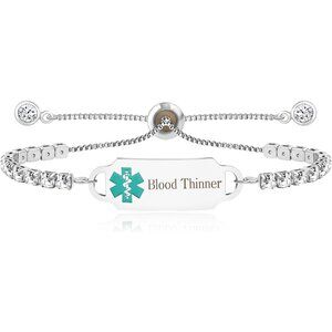 Personalized AAA+ Cubic Zirconia Tennis Chain Bracelet - Health Alert ID Tag